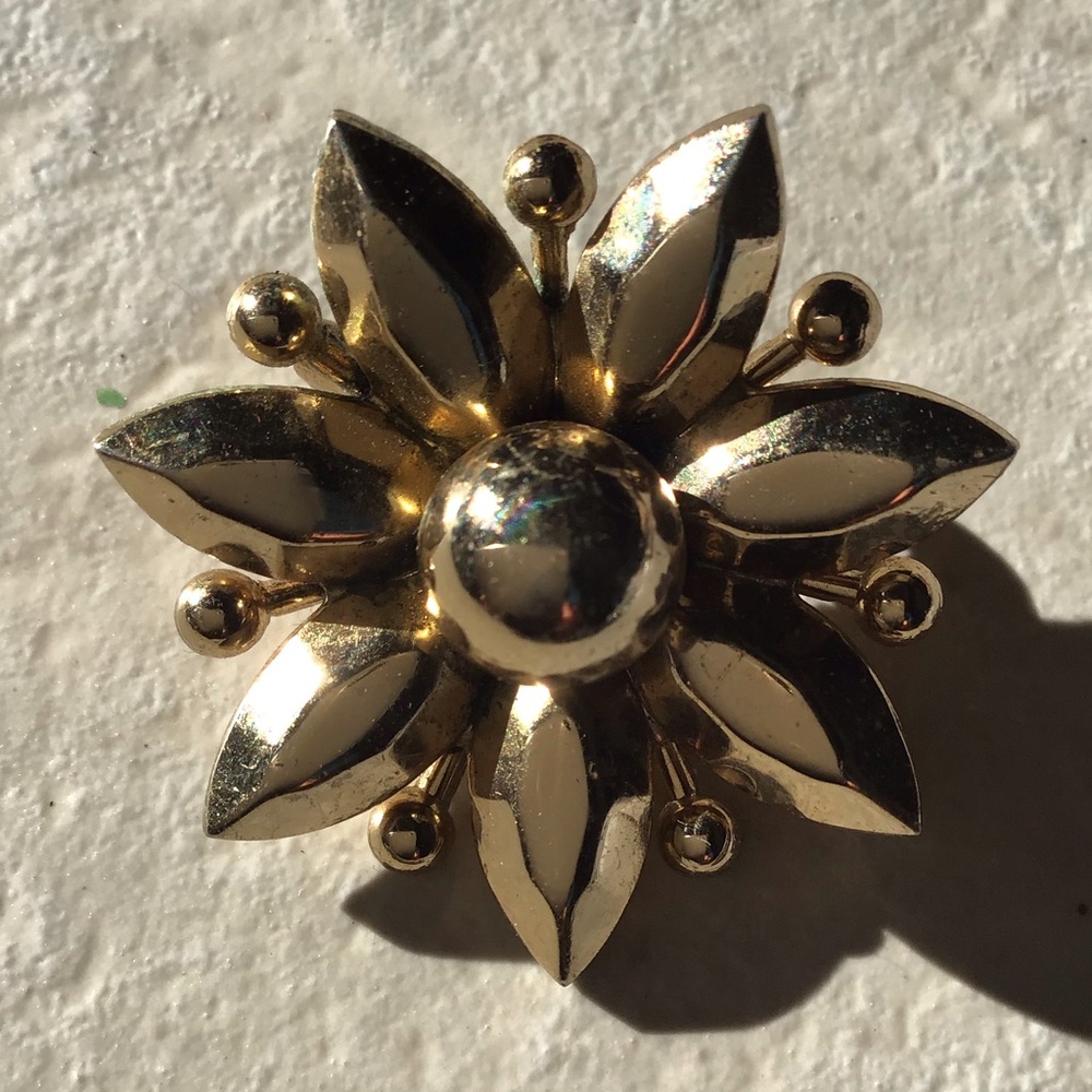 Pair of Gold Floral Pins